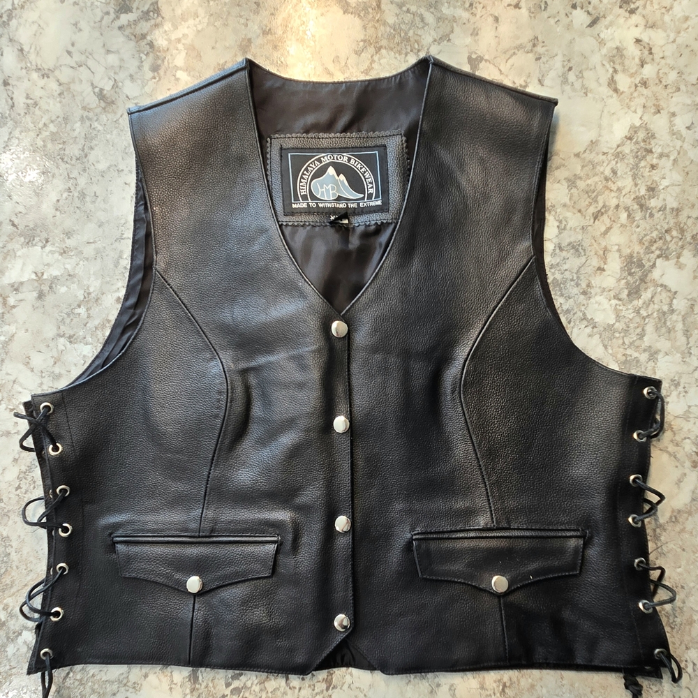 Women's Black Leather Vest